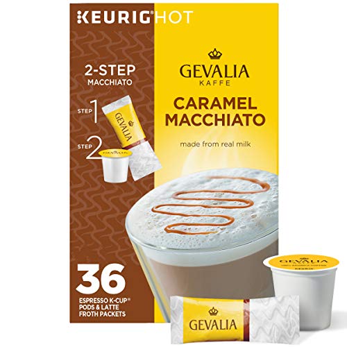 Gevalia Frothy 2-Step Caramel Macchiato Espresso K-Cup Coffee Po