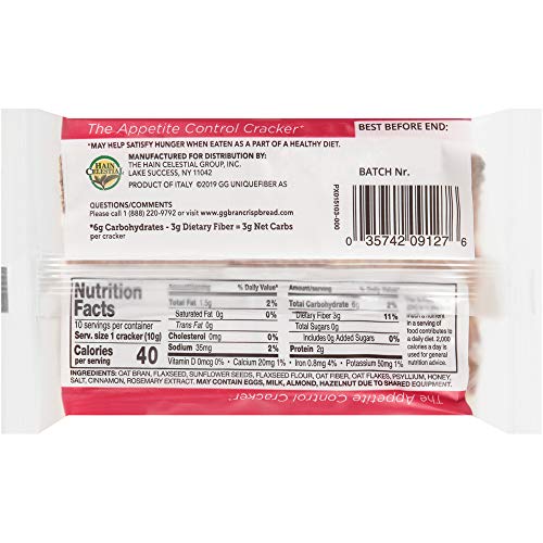 GG Scandinavian Fiber Crispbread, Honey Cinnamon, 3.5 Oz Pack o...