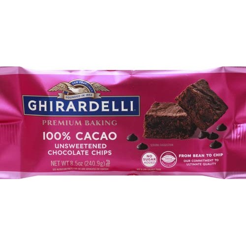 GHIRARDELLI 100% Cacao Unsweetened Chocolate Chips for Baking, P...