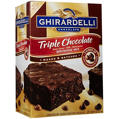 Ghirardelli Triple Chocolate Brownie Mix, Semi-Sweet, Milk, Bitt
