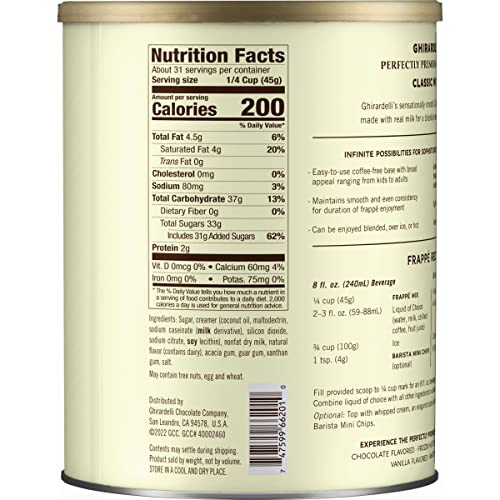 Ghirardelli Classic White Premium Frappé Mix, 3.12 lb Can with G...