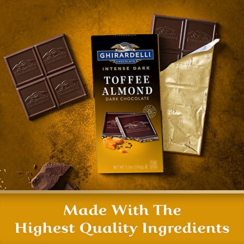GHIRARDELLI Intense Dark Chocolate Bar, Toffee Almond, 3.5 Oz Ba...