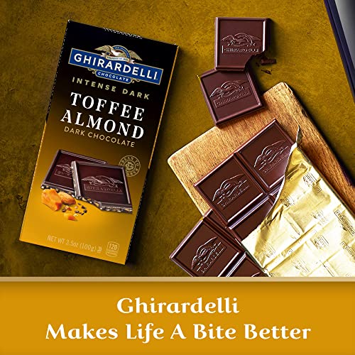 GHIRARDELLI Intense Dark Chocolate Bar, Toffee Almond, 3.5 Oz Ba...