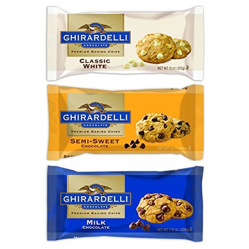 Ghirardelli Chocolate Premium Baking Chips Bundle: 1 Bag Each Of