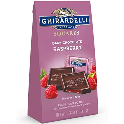 Ghirardelli Dark And Raspberry Squares Stand Up Bag, 5.32 Ounce