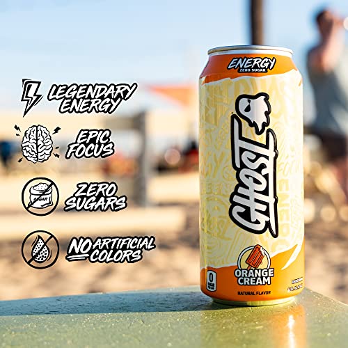 GHOST ENERGY Sugar-Free Energy Drink - 12-Pack, Orange Cream, 16...