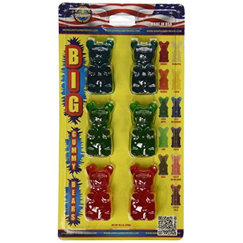Giant Gummy Bear Big Bear Six Pack- Cherry/Blue Raspberry/Apple
