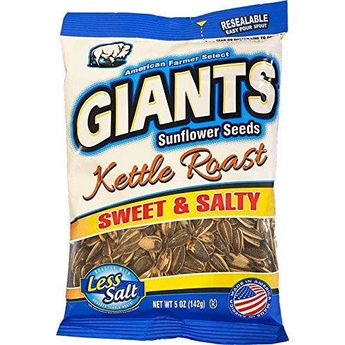 Giants Sunflower Seeds Roast Salty Sweet Flavor, 5-Ounce Bags P