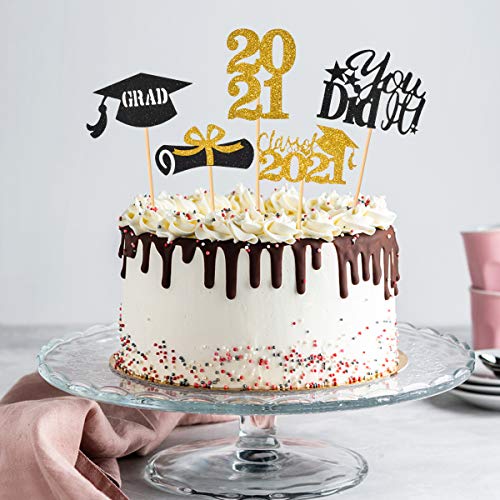 Giiffu 2021Graduation Cupcake Toppers, 80Pcs Food Picks For Grad