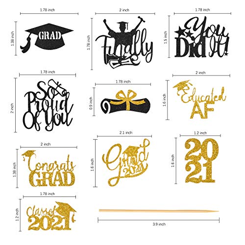 Giiffu 2021Graduation Cupcake Toppers, 80Pcs Food Picks For Grad