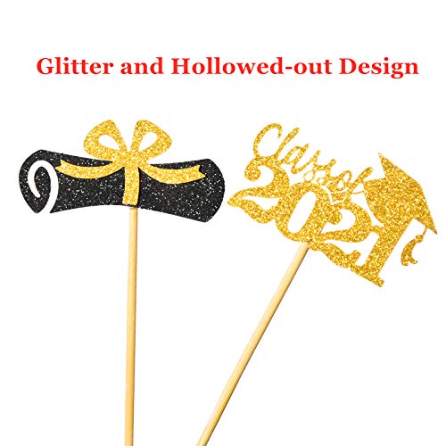 Giiffu 2021Graduation Cupcake Toppers, 80Pcs Food Picks For Grad