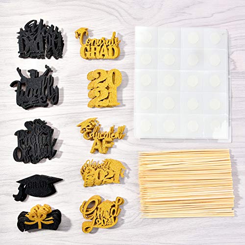 Giiffu 2021Graduation Cupcake Toppers, 80Pcs Food Picks For Grad
