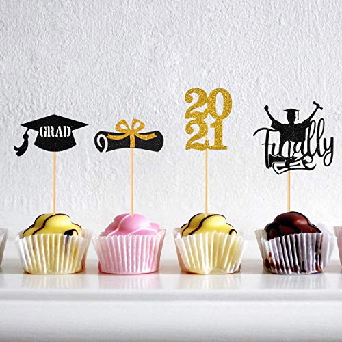 Giiffu 2021Graduation Cupcake Toppers, 80Pcs Food Picks For Grad