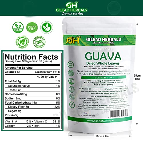 Gilead Herbals | Pure Guava Tea Leaves | 2 Oz | 200 Dried Whole ...
