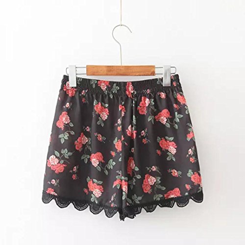 Gillberry Women Floral Printing High Waist Lace Shorts Summer Ca