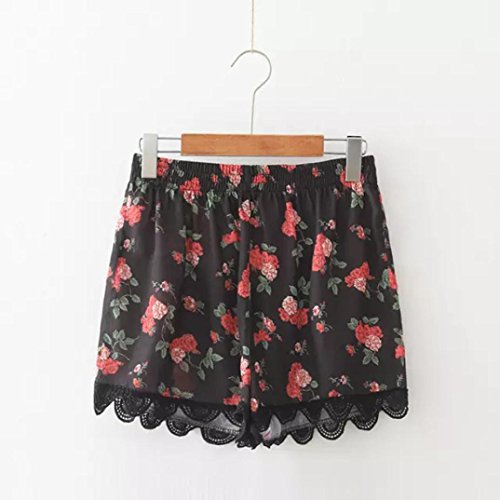 Gillberry Women Floral Printing High Waist Lace Shorts Summer Ca