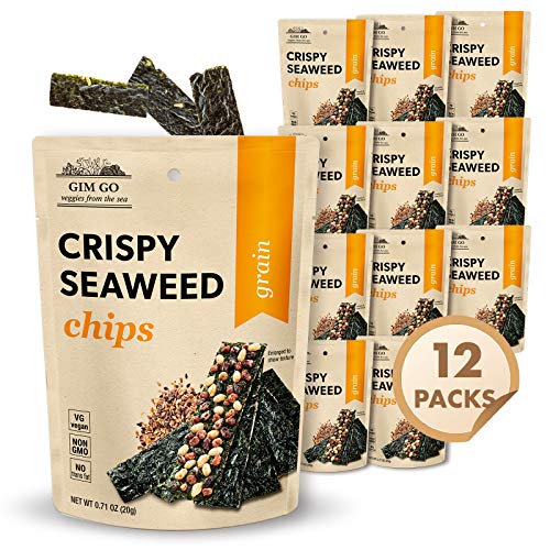 Gimgo Snacks Crispy Seaweed Chips, Grain Pack Of 12