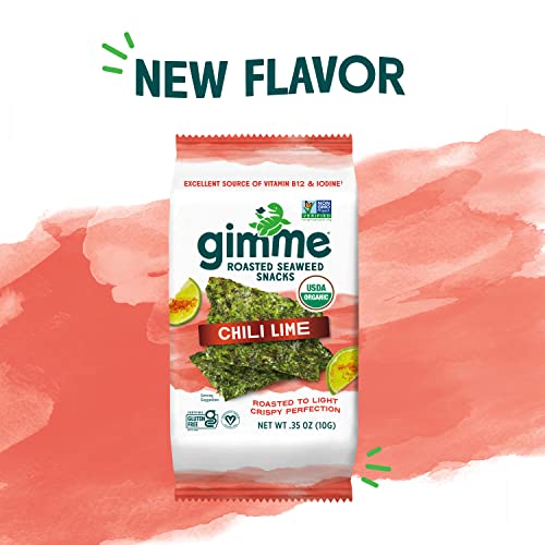 gimMe - Chili Lime - 12 Count Sharing Size - Organic Roasted Sea...