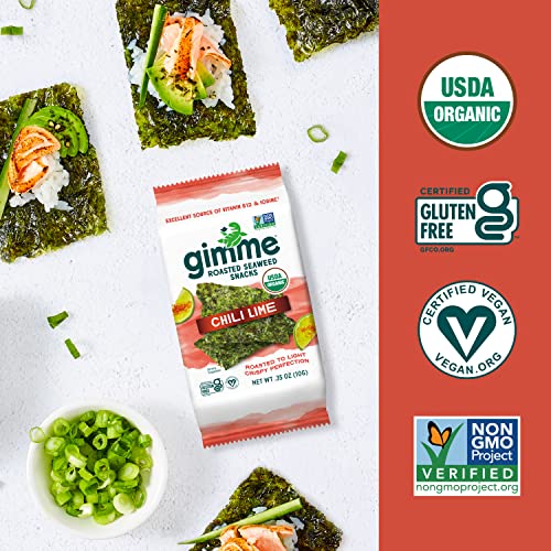 gimMe - Chili Lime - 12 Count Sharing Size - Organic Roasted Sea...