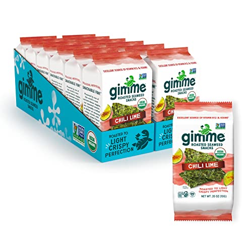 gimMe - Chili Lime - 12 Count Sharing Size - Organic Roasted Sea...
