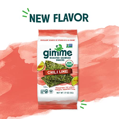 gimMe - Chili Lime - 6 Count - Organic Roasted Seaweed Sheets - ...