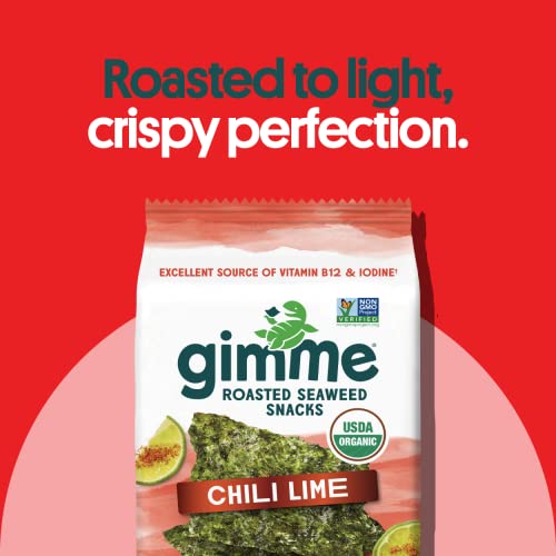 gimMe - Chili Lime - 6 Count - Organic Roasted Seaweed Sheets - ...