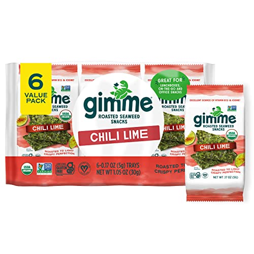 gimMe - Chili Lime - 6 Count - Organic Roasted Seaweed Sheets - ...
