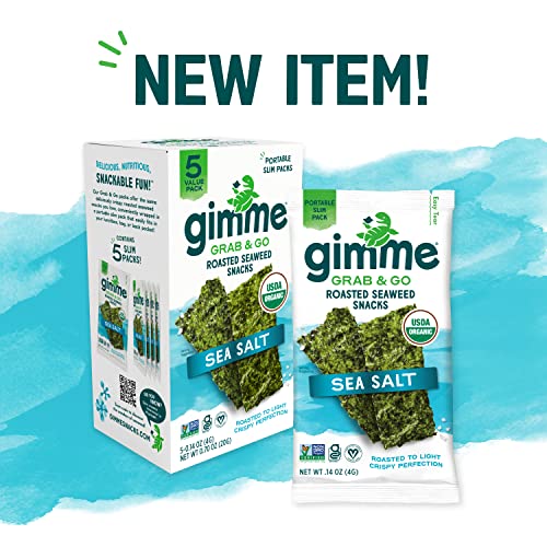 gimMe Grab & Go - Sea Salt - 5 Count - Organic Roasted Seaweed S...