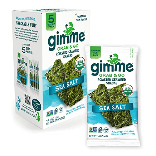 gimMe Grab & Go - Sea Salt - 5 Count - Organic Roasted Seaweed S...