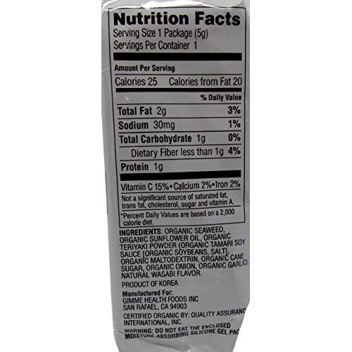 Gimme Organic Non-Gmo Gluten Free Vegan Premium Roasted Seaweed