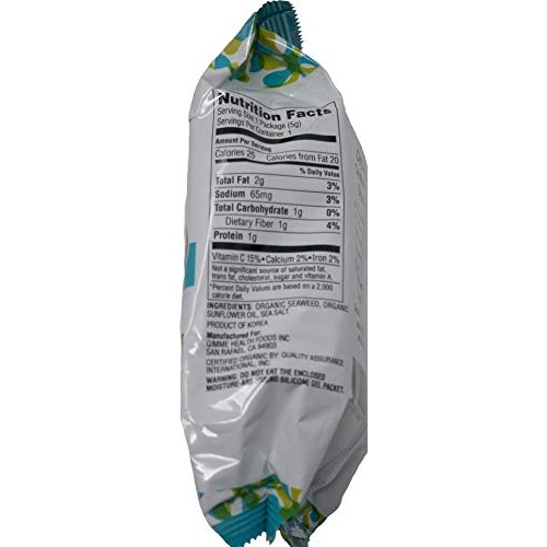 Gimme Organic Non-Gmo Gluten Free Vegan Premium Roasted Seaweed