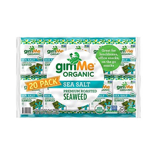 Gimme Organic Roasted Seaweed - Sea Salt - 20 Count - Keto, Vega