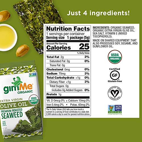 Gimme Organic Roasted Seaweed Sheets - Extra Virgin Olive Oil -