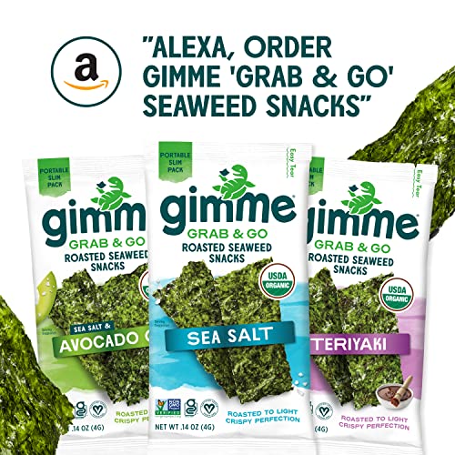 gimMe Organic Roasted Seaweed Sheets Sea Salt Keto Vegan Gluten ...
