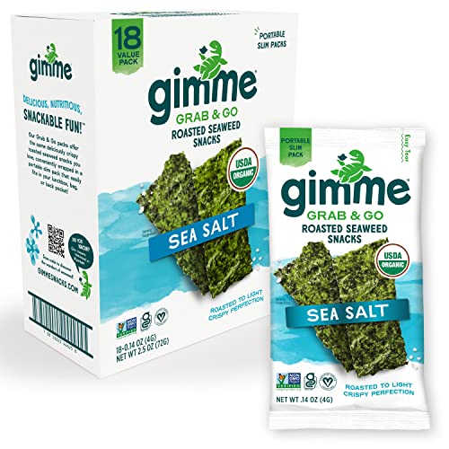 gimMe Organic Roasted Seaweed Sheets Sea Salt Keto Vegan Gluten ...