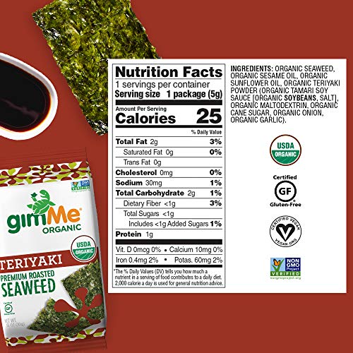 Gimme Organic Roasted Seaweed Sheets - Teriyaki - 12 Count - Ket