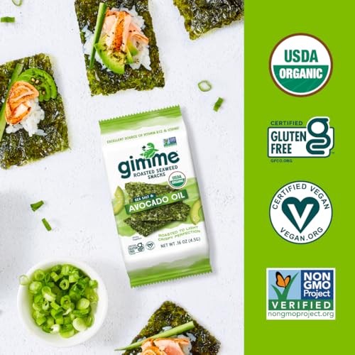 Gimme Seaweed Organic Premium Roasted Seaweed Snacks, Sea Salt, ...