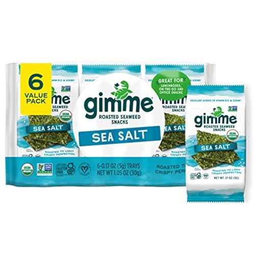 Gimme Seaweed Organic Premium Roasted Seaweed Snacks, Sea Salt, ...