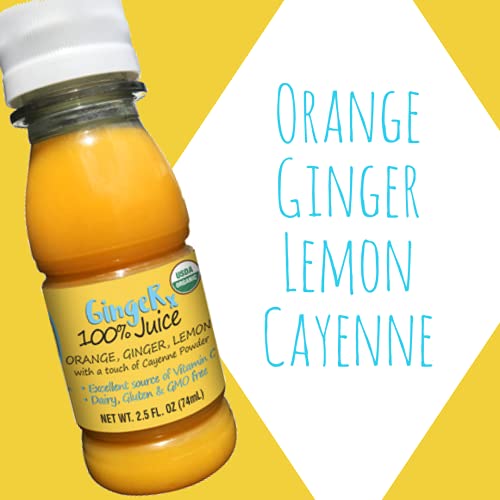 GingeRx Ginger Shots Orange Flavor | USDA Organic Ginger Juice |...