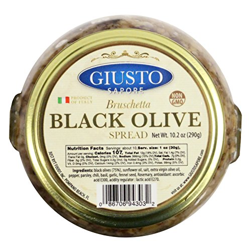Giusto Sapore Black Olive Bruschetta Spread 10.23Oz - Non Gmo It