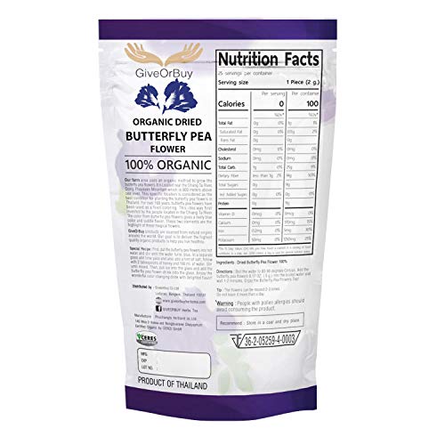 Giveorbuy Butterfly Pea Flower Tea Organic 1.75 Oz 50 G - Vega