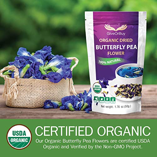 Giveorbuy Butterfly Pea Flower Tea Organic 1.75 Oz 50 G - Vega