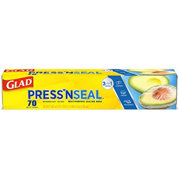 Glad Pressn Seal Plastic Food Wrap - 70 Square Foot Roll Packa...