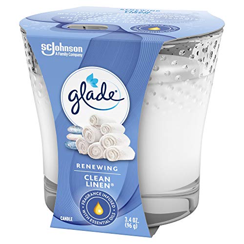 Glade Candle Jar, Air Freshener, Clean Linen, 3.4 Oz