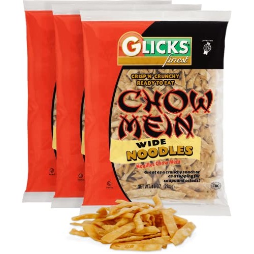 Glicks Wide Chow Mein Noodles, 10oz 3 Pack, Wide and Crisp, No...