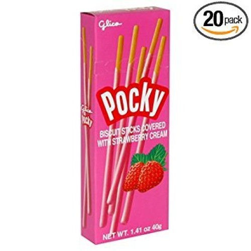 Glico Pocky Biscuit Sticks With Strawberry Cream, 1.41-Ounce Box