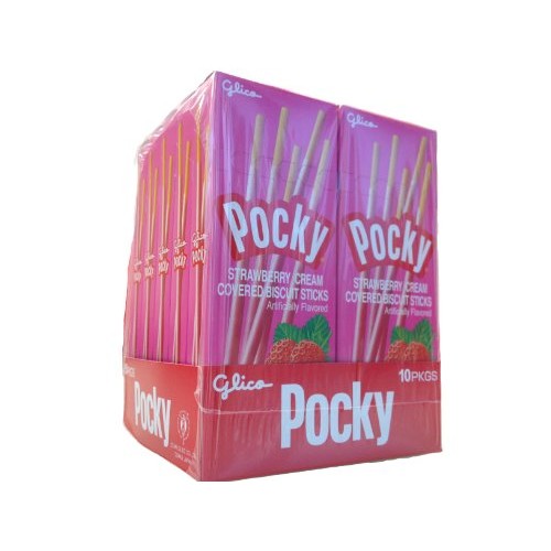 Glico Pocky Biscuit Sticks With Strawberry Cream, 1.41-Ounce Box