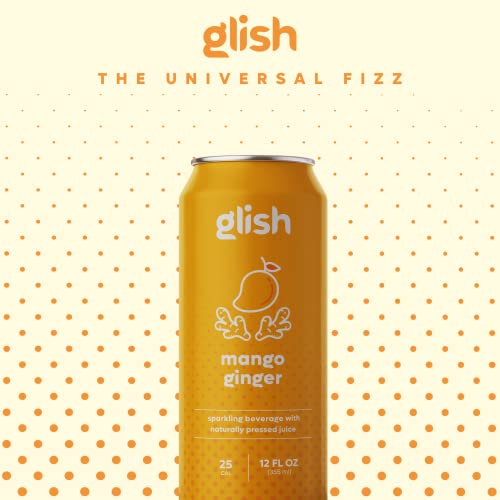 Glish Mango Ginger - Functional Sparkling Water, Aids Immune & G...