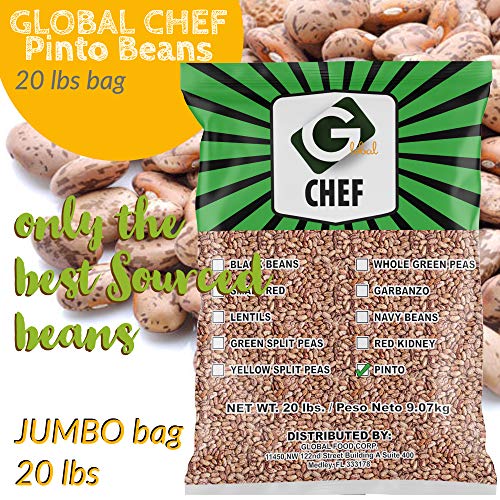 Global Chef - Dry Pinto Beans - 20 Lbs Bulk Bag