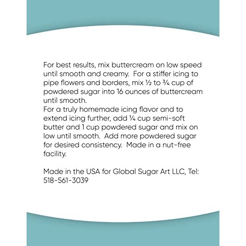 Global Sugar Art Buttercream Decorator Icing White, Firm, 16 Oun